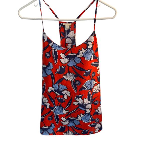 J. Crew Top Women's Red Floral Pattern Spaghetti Strap Sleeveless Sz 10 - Picture 1 of 8